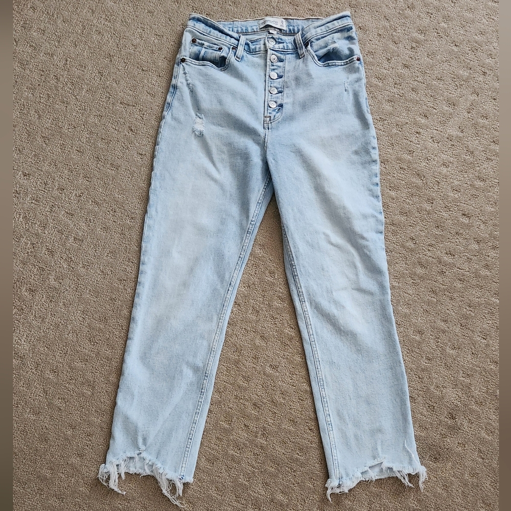 Abercrombie & Fitch Curve Love Ultra High Rise Ankle Straight Button Fly 27/4 - Picture 6 of 12